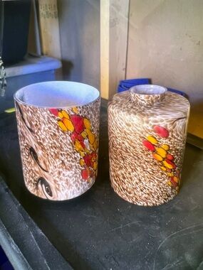 Hand-Blown Brown & Red Decorative Glass Vases - Home Accents